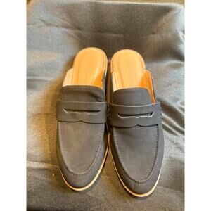 Cynthia Rowley black suede black loafer slides